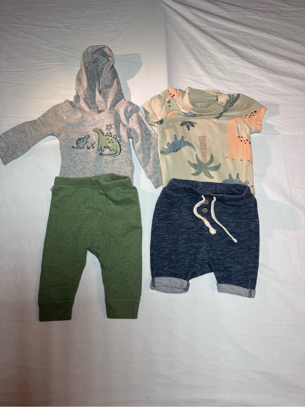 Carter's Dino Hoodie, Dino Tee & Pants Set - Gray, Green, Navy